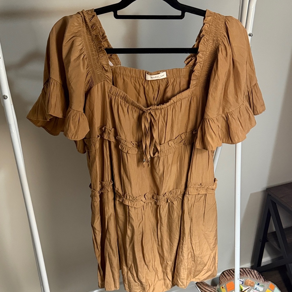 Women's Tan Ruffle Dress